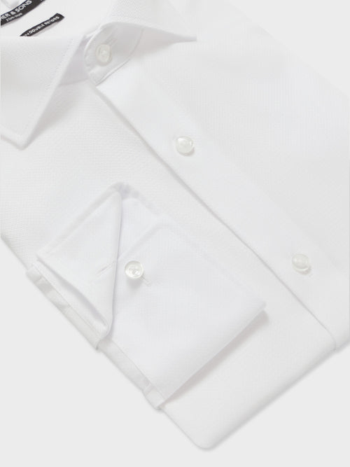 Chemise non-iron regular en coton façonné blanc - Father & Sons   - 3 