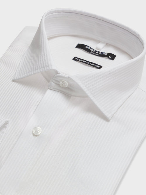 Chemise non-iron slim en coton façonné blanc - 2 - Father & Sons   - 13 