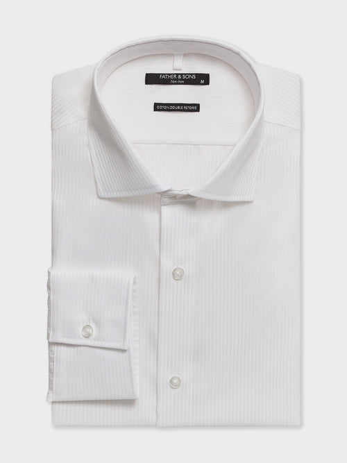 Chemise non-iron slim en coton façonné blanc - 1 - Father & Sons   - 13 