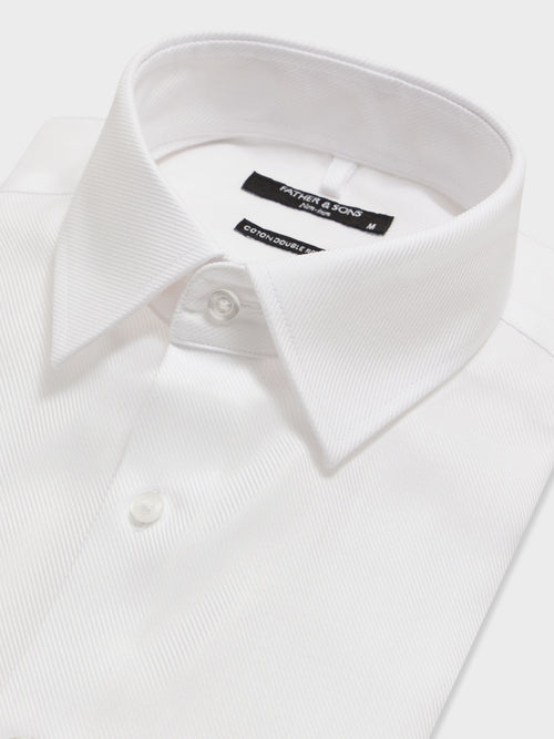 Chemise non-iron slim en twill de coton blanc - 2 - Father & Sons   - 14 