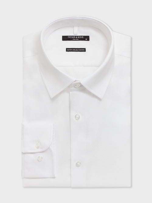 Chemise non-iron slim en twill de coton blanc - 1 - Father & Sons   - 14 