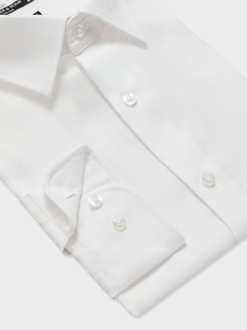 Chemise non-iron slim en twill de coton blanc - Father & Sons   - 3 