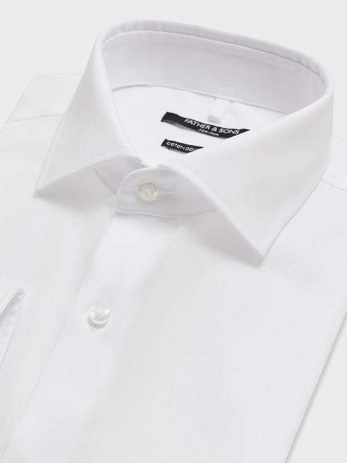 Chemise non-iron regular en coton façonné blanc - 2 - Father & Sons   - 14 