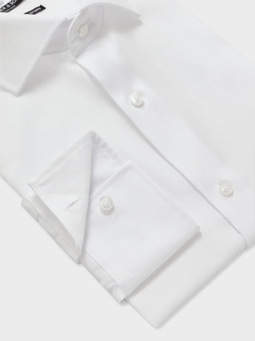 Chemise non-iron regular en coton façonné blanc - Father & Sons   - 3 