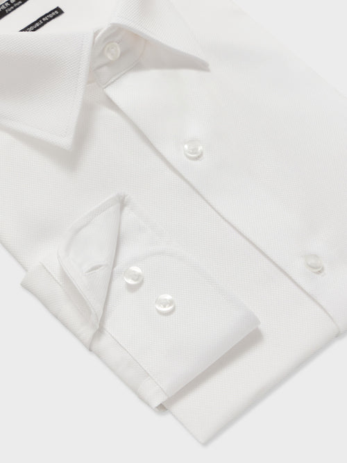 Chemise non-iron slim en coton façonné blanc - Father & Sons   - 3 