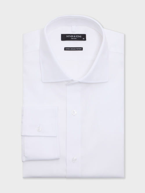 Chemise non-iron slim en coton façonné blanc - 1 - Father & Sons   - 1 