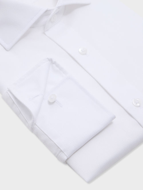 Chemise non-iron slim en coton façonné blanc - Father & Sons   - 3 