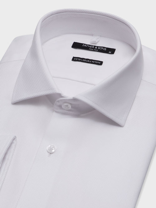 Chemise non-iron slim en coton façonné blanc - 2 - Father & Sons   - 20 