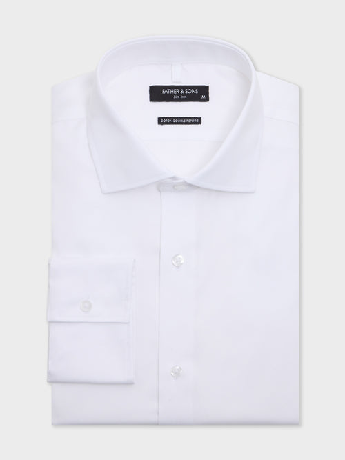 Chemise non-iron regular en coton fil-à-fil blanc - 1 - Father & Sons   - 19 