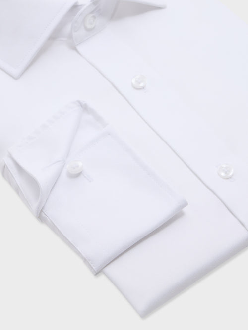 Chemise non-iron regular en coton fil-à-fil blanc - Father & Sons   - 3 