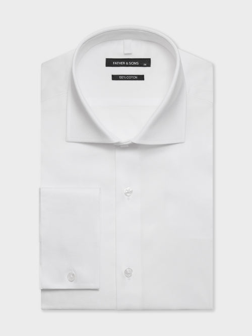 Chemise slim en coton façonné blanc - 1 - Father & Sons   - 15 