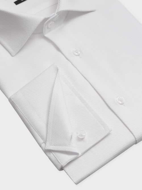 Chemise slim en coton façonné blanc - Father & Sons   - 3 