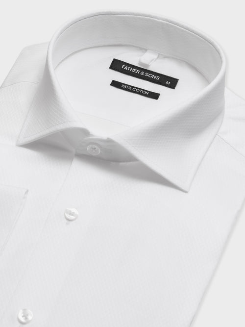 Chemise slim en coton façonné blanc - 2 - Father & Sons   - 6 