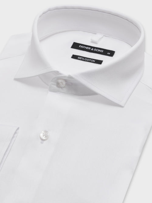 Chemise slim en twill de coton blanc - 2 - Father & Sons   - 2 