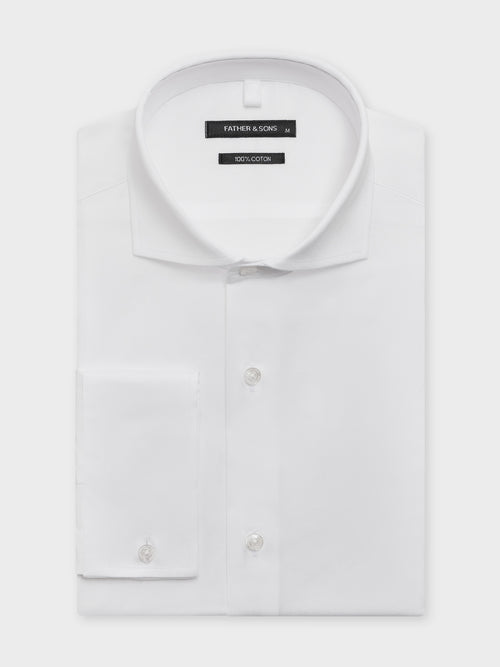 Chemise slim en twill de coton blanc - 1 - Father & Sons   - 2 