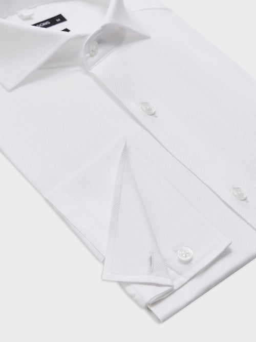 Chemise slim en coton chevron blanc - Father & Sons   - 3 