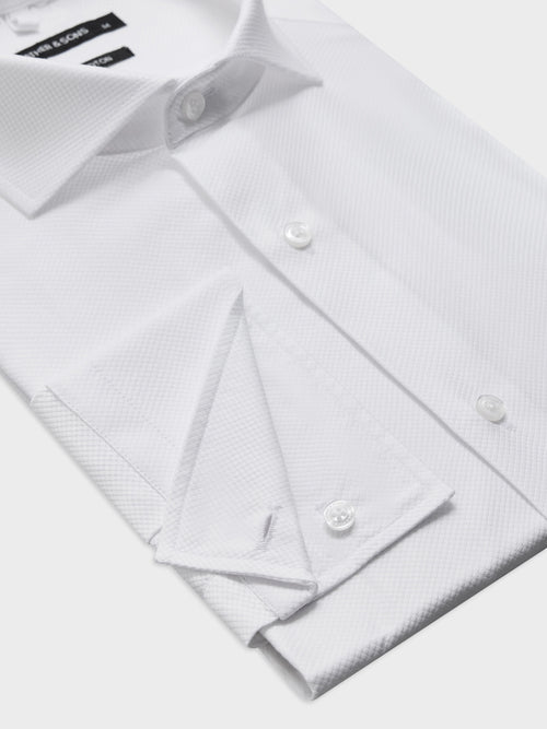 Chemise regular en coton façonné blanc - Father & Sons   - 3 