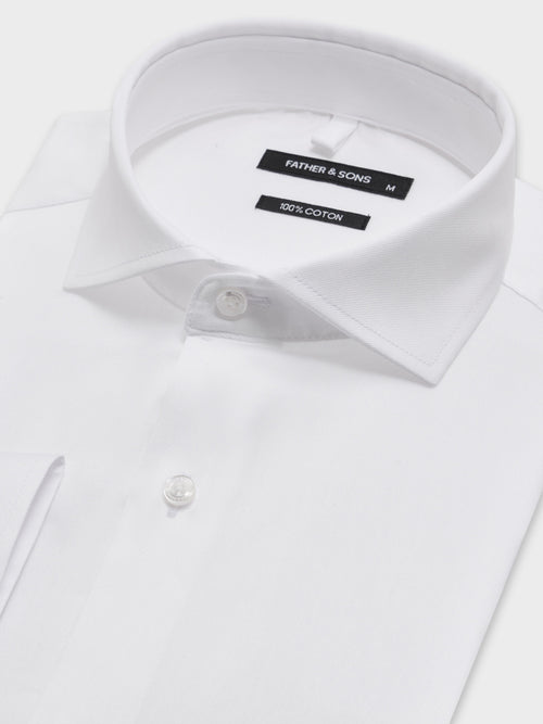 Chemise regular en coton façonné blanc - 2 - Father & Sons   - 6 