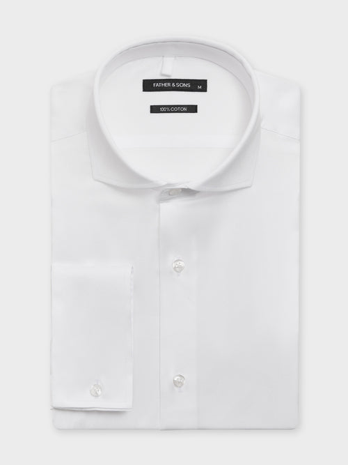 Chemise regular en coton façonné blanc - 1 - Father & Sons   - 6 