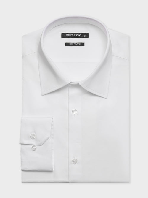 Chemise slim en satin de coton blanc - Father & Sons   - 1 