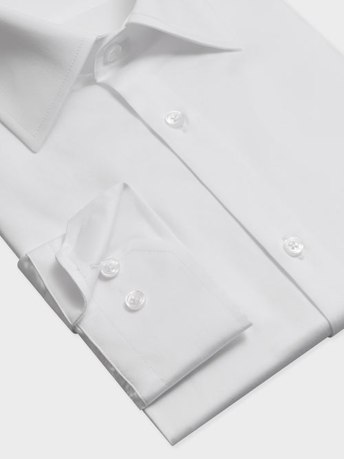 Chemise slim en satin de coton blanc - Father & Sons   - 3 