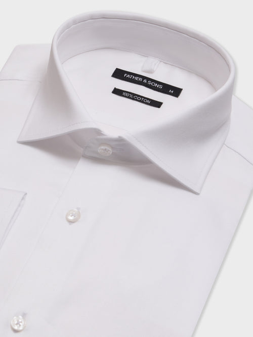 Chemise regular en coton façonné blanc - 2 - Father & Sons   - 4 