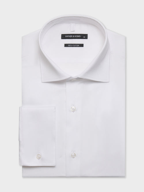Chemise regular en coton façonné blanc - 1 - Father & Sons   - 4 