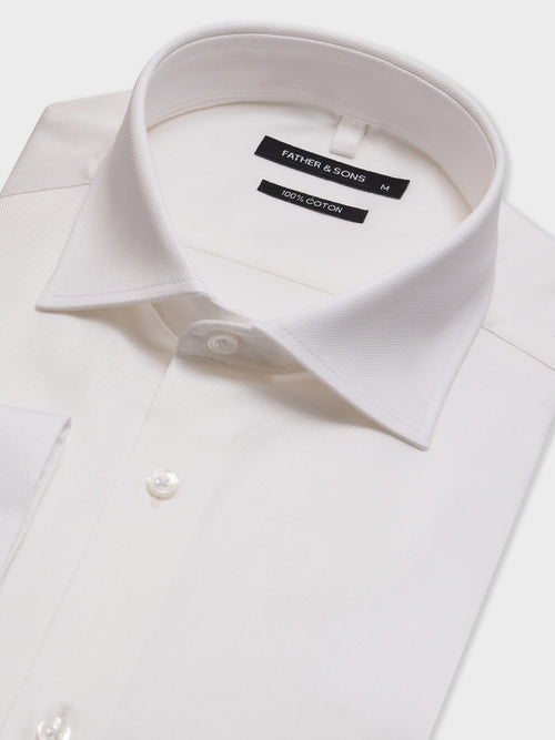 Chemise regular en coton façonné blanc - 2 - Father & Sons   - 16 