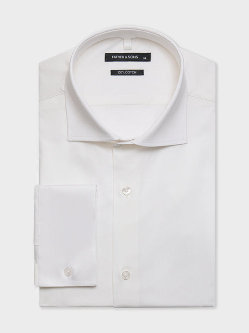 Chemise regular en coton façonné blanc - 1 - Father & Sons   - 16 