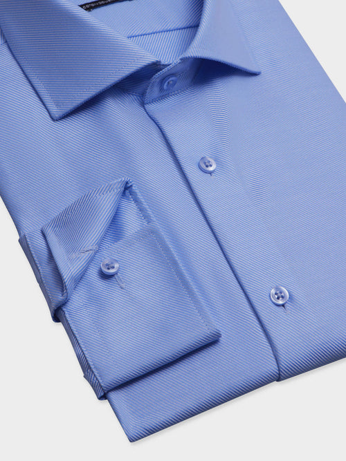 Chemise non-iron slim en twill de coton bleu - Father & Sons   - 3 