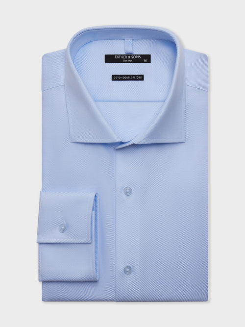 Chemise non-iron regular en twill de coton bleu ciel - 1 - Father & Sons   - 4 