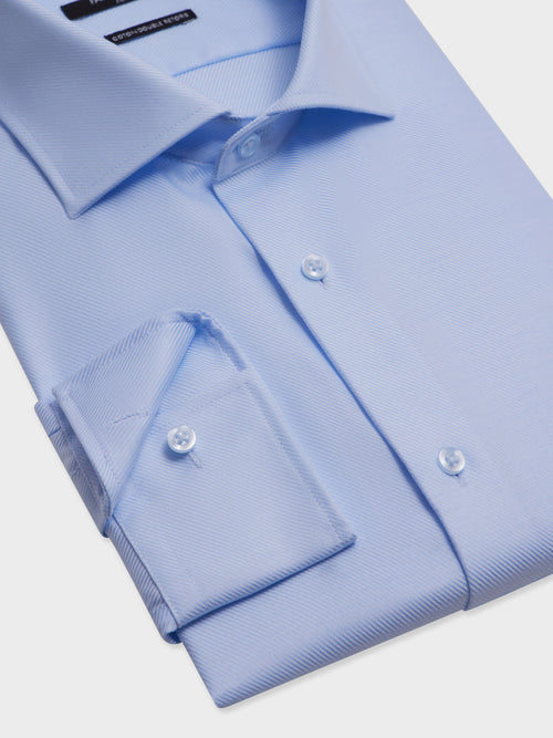 Chemise non-iron regular en twill de coton bleu ciel - Father & Sons   - 3 