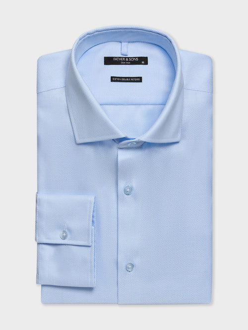 Chemise non-iron slim en twill de coton bleu ciel - 1 - Father & Sons   - 15 