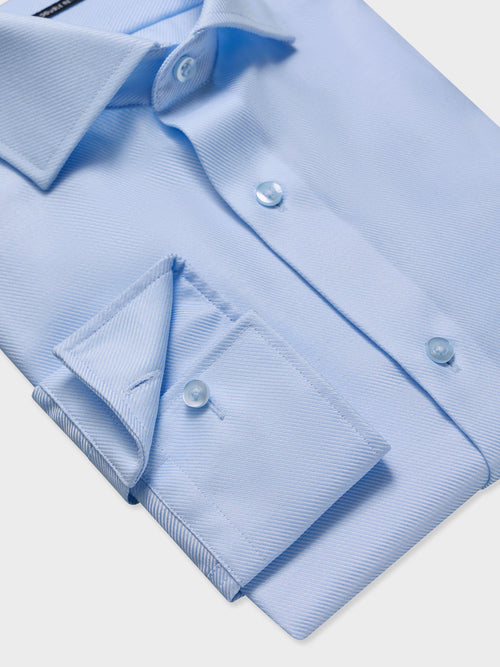 Chemise non-iron slim en twill de coton bleu ciel - Father & Sons   - 3 