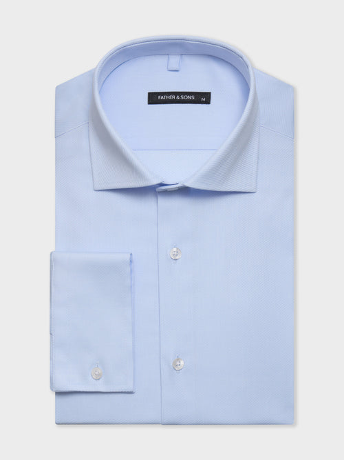 Chemise slim en coton façonné bleu ciel - 1 - Father & Sons   - 14 