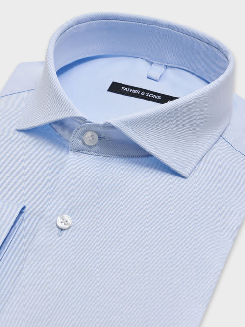 Chemise slim en twill de coton bleu ciel - 2 - Father & Sons   - 18 