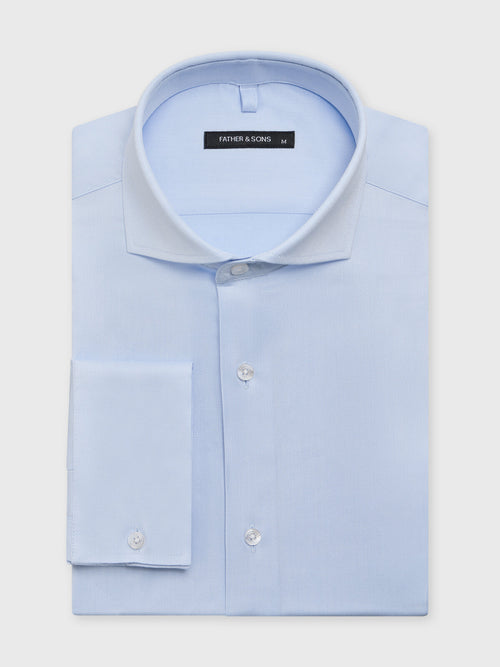 Chemise slim en twill de coton bleu ciel - 1 - Father & Sons   - 18 