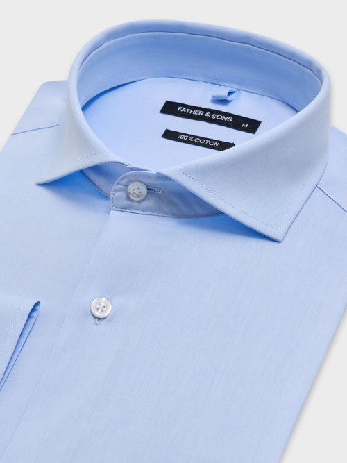 Chemise regular en twill de coton bleu ciel - 2 - Father & Sons   - 4 