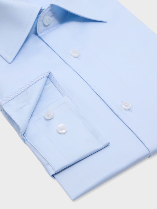 Chemise slim en satin de coton bleu ciel - Father & Sons   - 3 