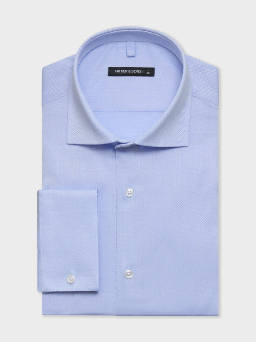 Chemise slim en coton façonné bleu ciel - 1 - Father & Sons   - 9 