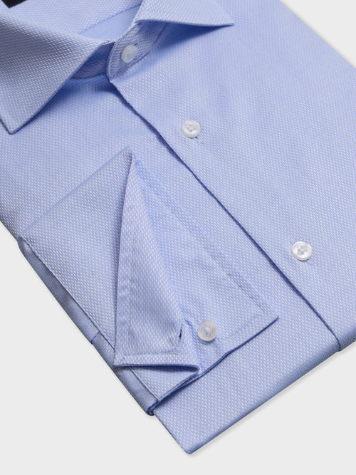 Chemise slim en coton façonné bleu ciel - Father & Sons   - 3 