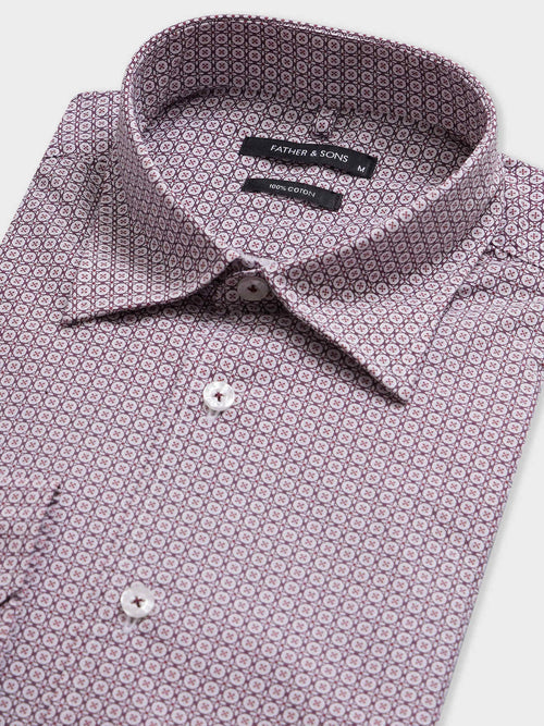 Chemise slim en popeline de coton à motif rouge - 2 - Father & Sons   - 14 