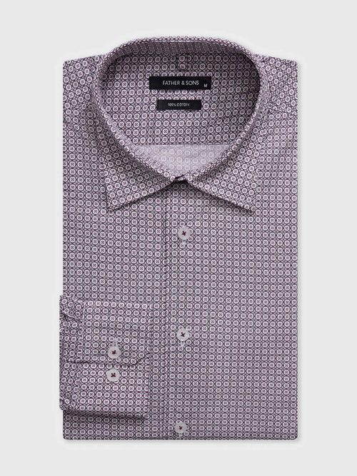 Chemise slim en popeline de coton à motif rouge - 1 - Father & Sons   - 14 