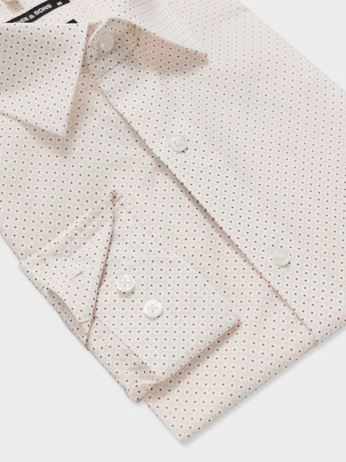 Chemise regular en popeline de coton à motif beige - Father & Sons   - 3 