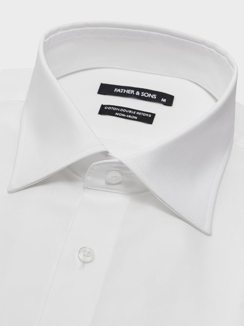 Chemise non-iron Slim en popeline de coton blanc - 2 - Father & Sons   - 16 