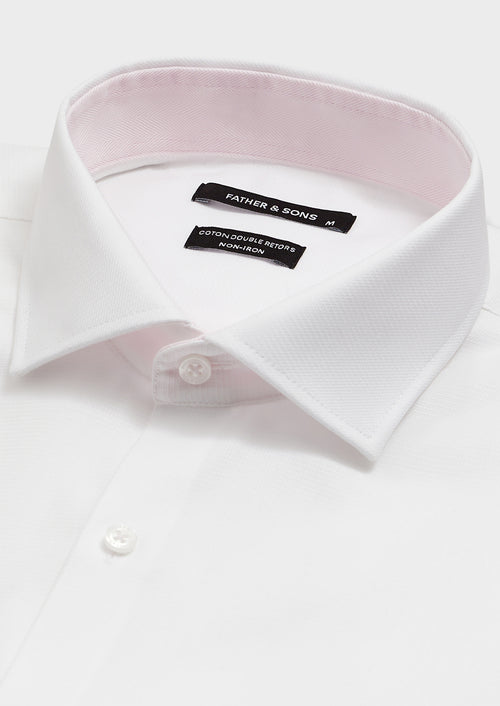 Chemise non-iron Regular en coton façonné blanc - 2 - Father & Sons   - 15 