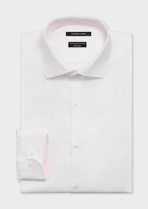 Chemise non-iron Regular en coton façonné blanc - 1 - Father & Sons   - 15 