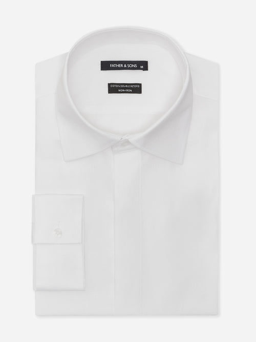 Chemise non-iron Slim en coton façonné blanc à motif - Father & Sons   -  