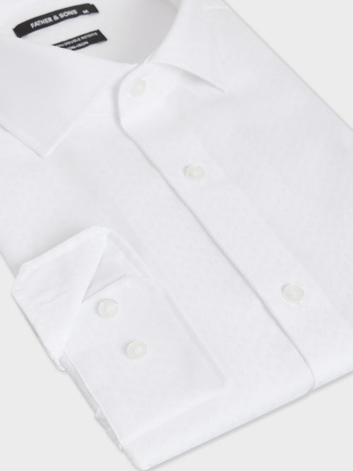 Chemise non-iron Regular en coton façonné blanc à motif - Father & Sons   - 3 