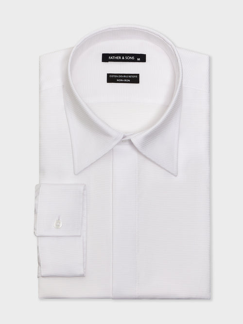 Chemise non-iron Slim en coton façonné blanc - 1 - Father & Sons   - 18 